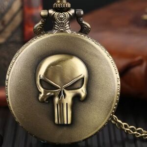 New Black Or Gold Punisher Skull Pocket Watch Choose 1
